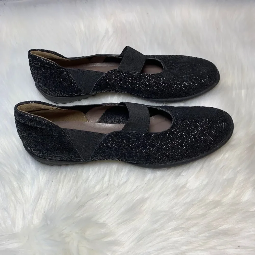 Sesto Meucci Black Metallic Slip-On Flats Sz‎ 8.5N